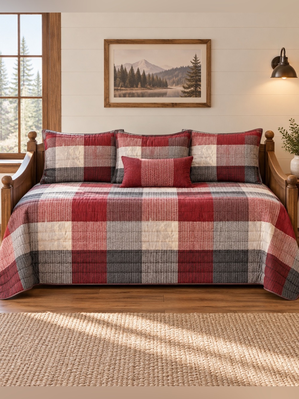 Madison Park Ridge Red Plaid 6 Pc Daybed Cover Set NIP